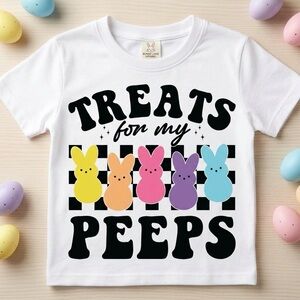 Gildan White Tee with Colorful Bunny Graphic